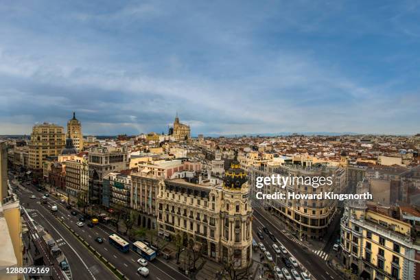 aerial view of madrid city - madrid cityscape stock pictures, royalty-free photos & images