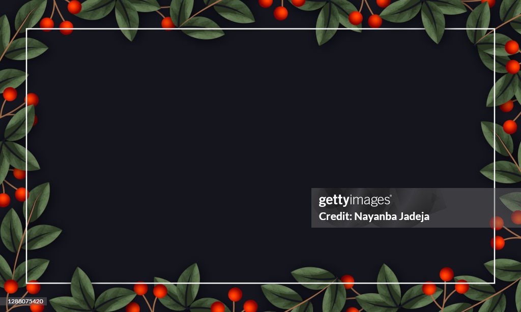Illustration of Leaves(decorated frame) on Dark background