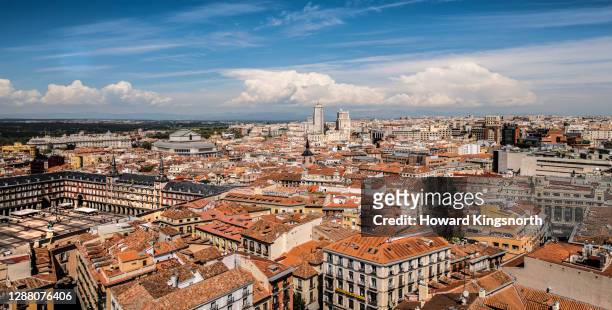 aerial view of madrid city - madrid aerial stock pictures, royalty-free photos & images