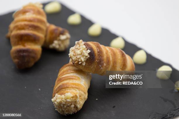 Cannoncini with custard. Italy.