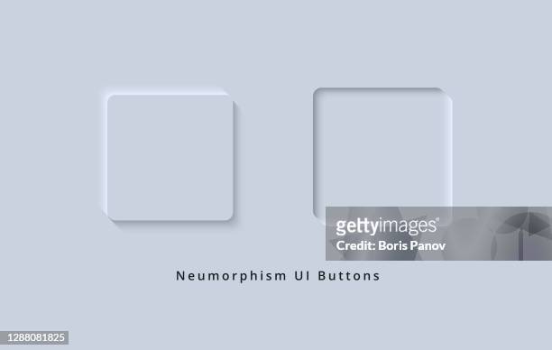 ilustrações, clipart, desenhos animados e ícones de skeuomorphism e neumorphism ui square button design de efeito 3d futurista para botões de aplicativos da web branca e móvel - keypad