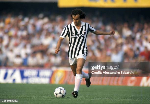Michel Platini of Juventus in action during the Serie A 1982-83, Italy.