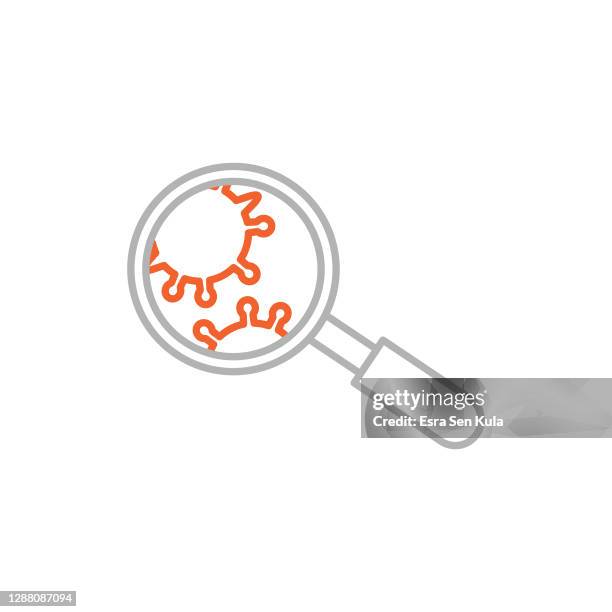 virus research icon with editable stroke - computer virus stock illustrations