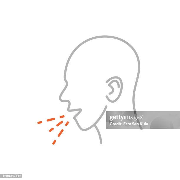 cough icon with editable stroke - avoiding danger stock illustrations
