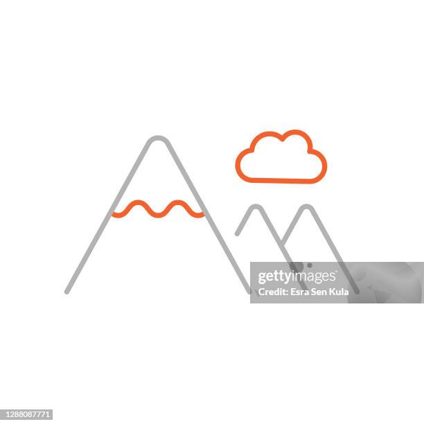 mountain peak icon with editable stroke - peak performance stock illustrations