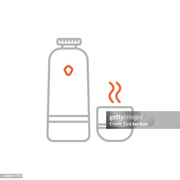 vacuum flask icon with editable stroke - cold coffee stock illustrations