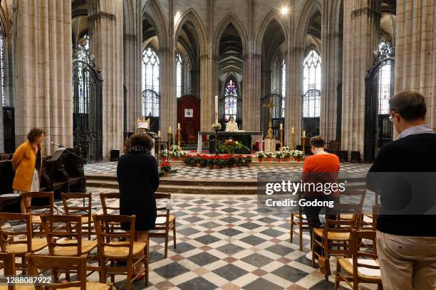 Ascension mass in Notre Dame cathedral. Evreux. France after lockdown.