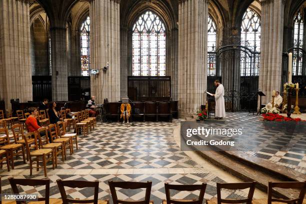 Ascension mass in Notre Dame cathedral. Evreux. France after lockdown.