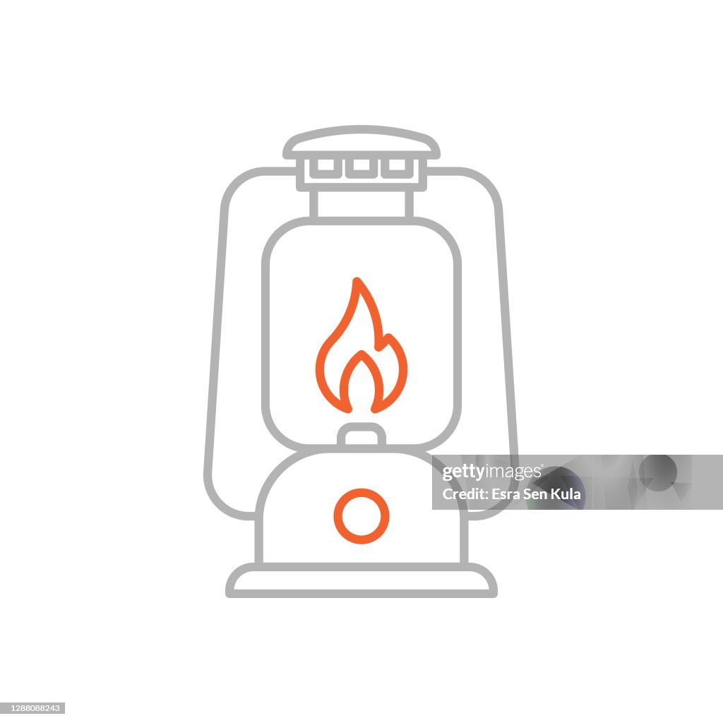 Oil Lamp Icon with Editable Stroke