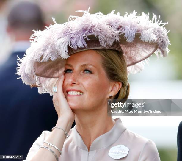 Sophie, Countess of Wessex attends day 3 'Ladies Day' of Royal Ascot at Ascot Racecourse on June 21, 2018 in Ascot, England.