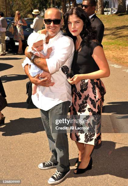 Jason Bleick, Arthur Bleick and Selma Blair attend the 2nd Annual Veuve Clicquot Polo Classic held at Will Rogers State Historic Park on October 9,...