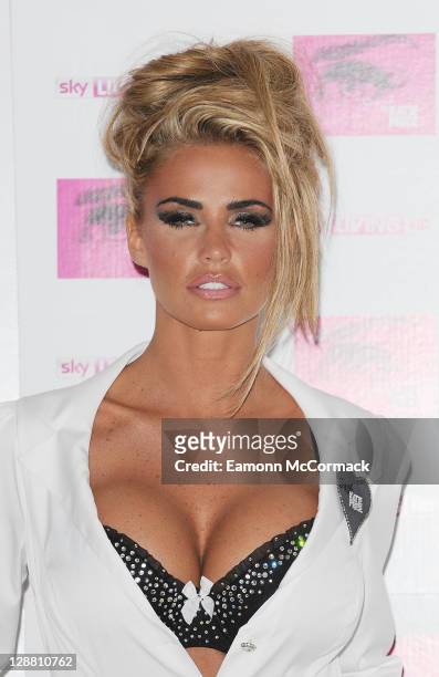 Katie Price promotes her new Sky Living series 'Signed By Katie Price' at The Worx on October 10, 2011 in London, England.