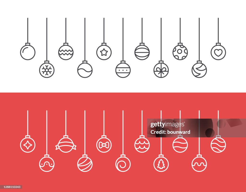 Christmas Balls Line Icon Background