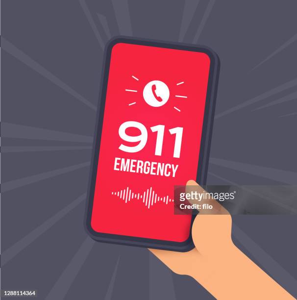 emergency 911 cell phone call - emergancy communication stock illustrations