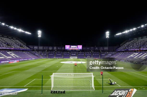 General view inside the stadium prior to the La Liga Santander match between Real Valladolid CF and Levante UD at Estadio Municipal Jose Zorrilla on...