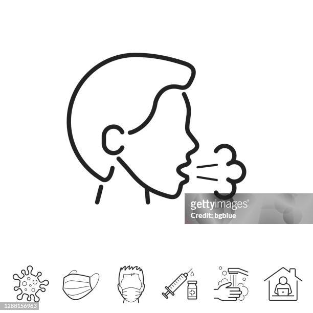 cough. line icon - editable stroke - saliva bodily fluid stock illustrations