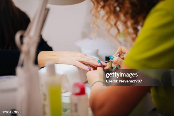manicure treatment - nail salon stock pictures, royalty-free photos & images