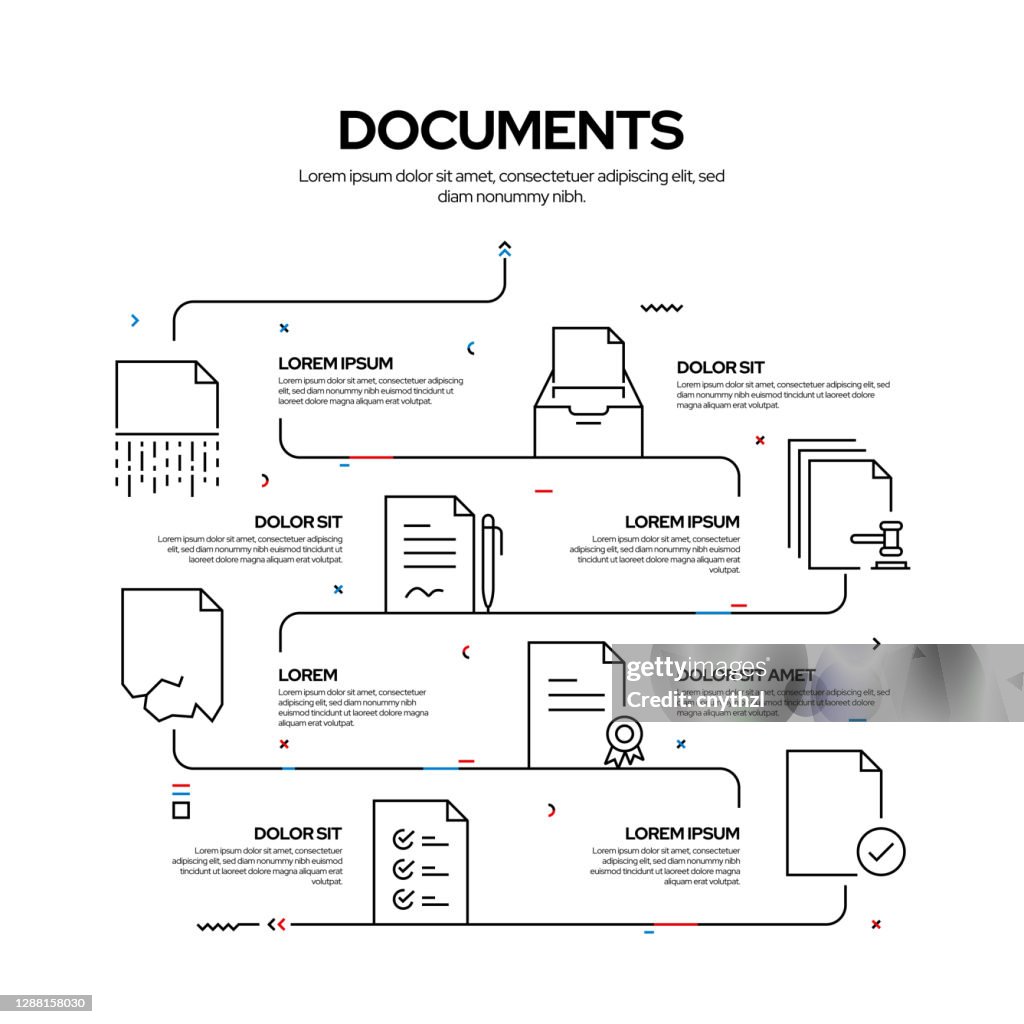 Processing Document Illustration Documents Related Process Infographic Design Linear Style Vector ...