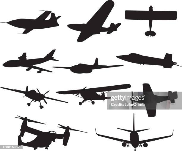 flugzeug-silhouetten - propeller plane stock-grafiken, -clipart, -cartoons und -symbole