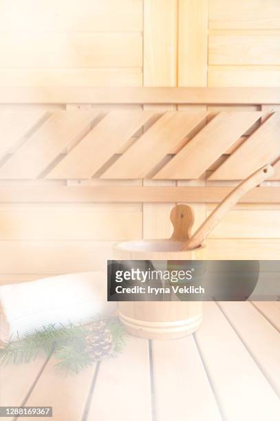 spa, sauna and wellness concept. - sauna winter weihnachten stock-fotos und bilder