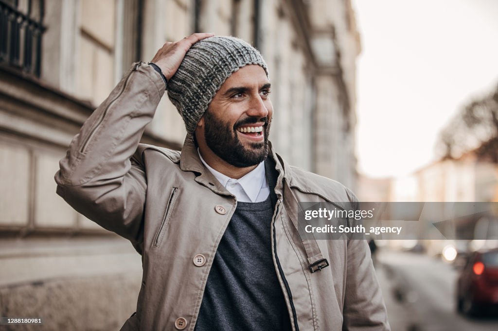 Handsome fashionable man on the street