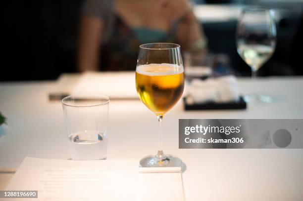 close up beautiful cocktail glass on table fine dining - beer luxury stock pictures, royalty-free photos & images