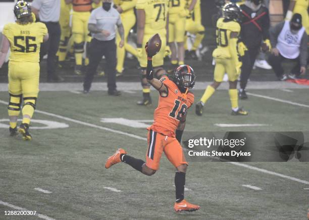 Defensive back Alex Austin of the Oregon State Beaver celebrates as the clock expires in the game against the Oregon Ducks at Reser Stadium on...