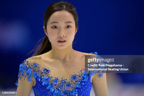 Marin Honda of Japan looks on during the training session on day 2 of the ISU Grand Prix of Figure Skating NHK Trophy at Towa Pharmaceutical RACTAB...