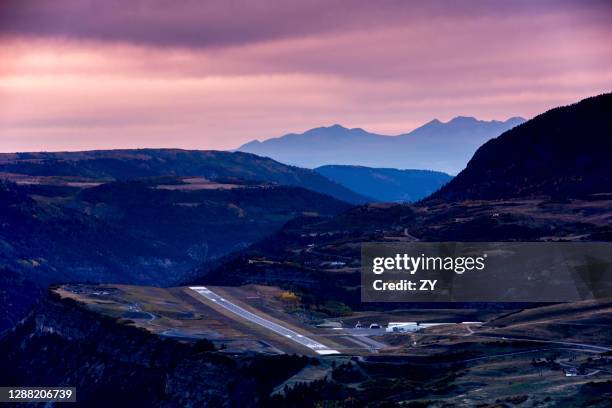 telluride airport sunset - san juan mountains telluride stock pictures, royalty-free photos & images