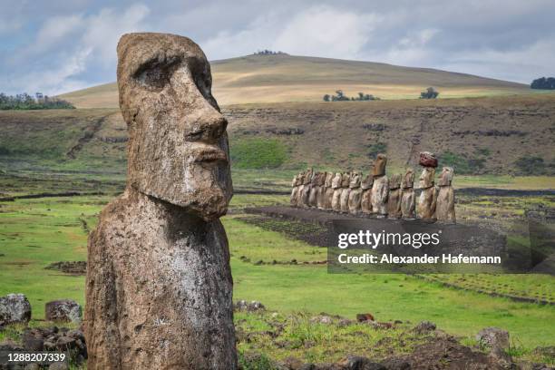 easter island ahu tongariki rapa nui travelling moai - hanga roa stock pictures, royalty-free photos & images