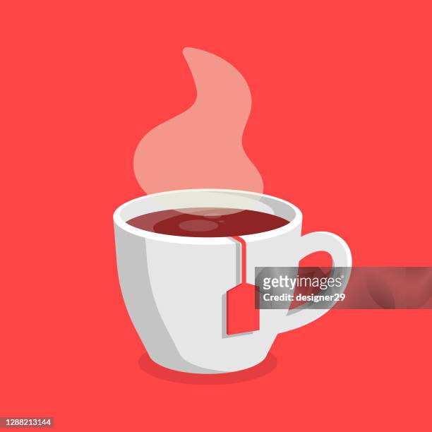 ilustraciones, imágenes clip art, dibujos animados e iconos de stock de diseño vectorial del icono de la taza de té. - planta de vaso