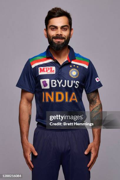 Virat Kohli poses during the India Men's Twenty20 team headshots session at the Intercontinental on November 28, 2020 in Sydney, Australia.