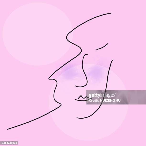 abstract woman face. silhouette of a girl - single line stock-fotos und bilder