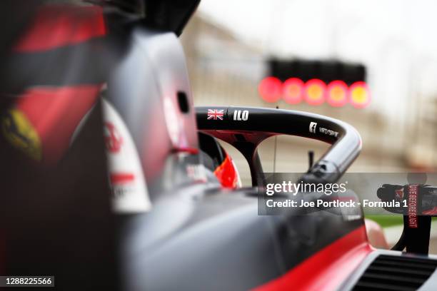 Callum Ilott of Great Britain and UNI-Virtuosi Racing prepares to drive on the grid during the Round 11:Sakhir Feature Race of the Formula 2...