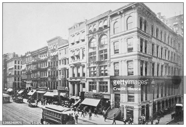 antikes schwarz-weiß-foto von new york: mercantile national bank - nymex stock-grafiken, -clipart, -cartoons und -symbole