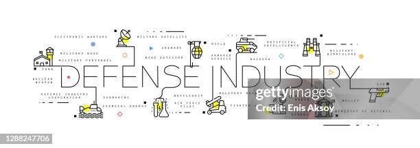 infographic design template with defence industry keywords and icons - fighter-pilot-icon stock illustrations