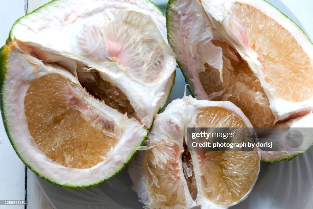 Fresh peeled Pomelo or Pummelo fruit