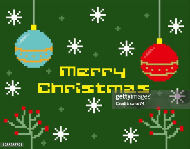 marry christmas pixel style - blurred leaf background stock illustrations