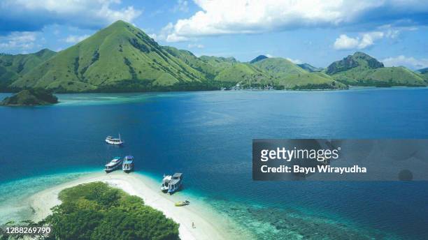 labuan bajo when seen from the sky - list of islands by highest point stock pictures, royalty-free photos & images