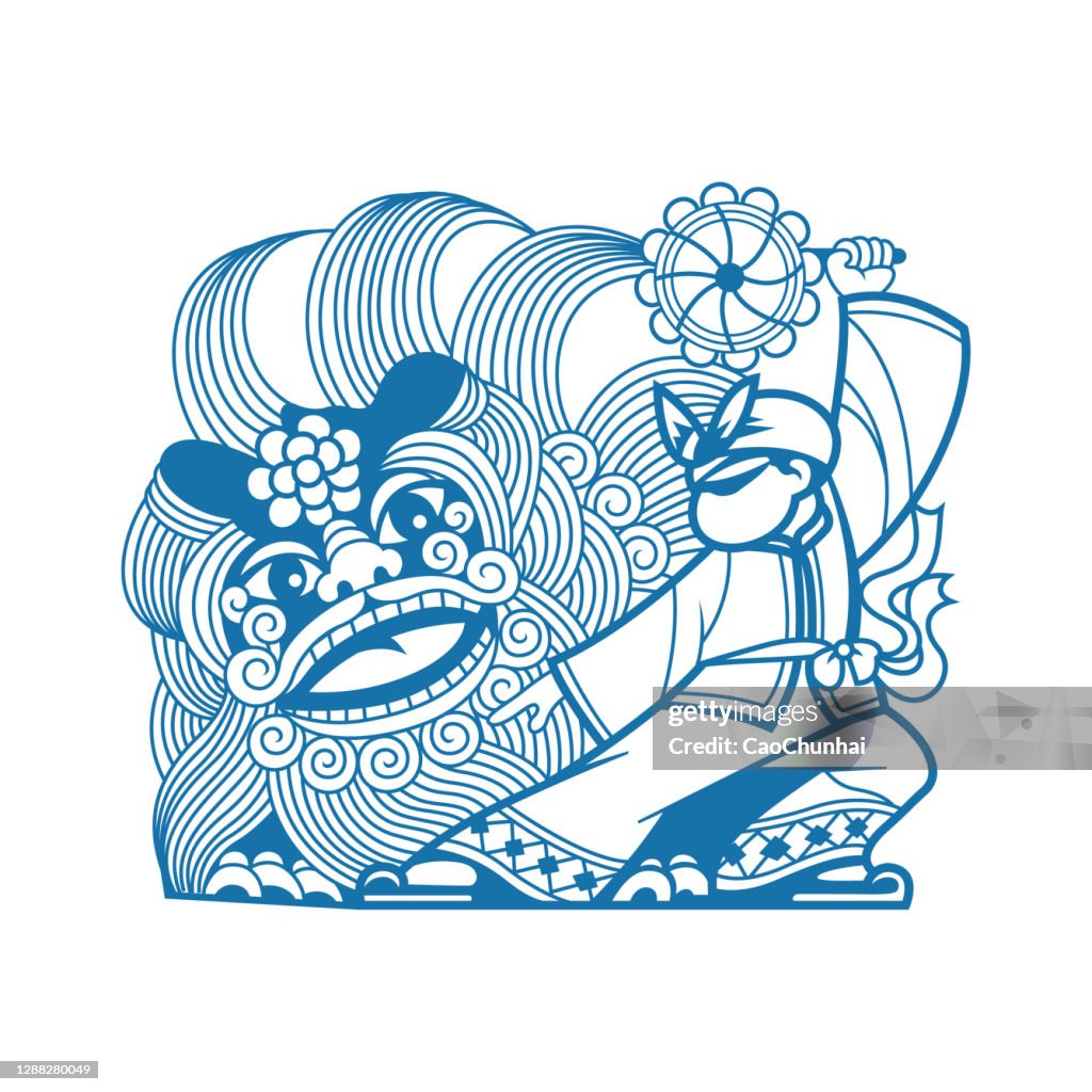 Lion Dance(Chinese traditional paper-cut art)