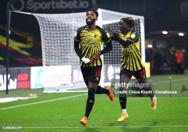 Nathaniel Chalobah of Watford FC celebrates scoring his teams third goal during the Sky Bet Championship match between Watford and Preston North End...