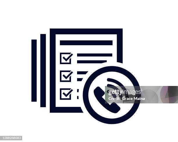 phone reciever icon with document list with tick check marks - list icon vector stock illustrations