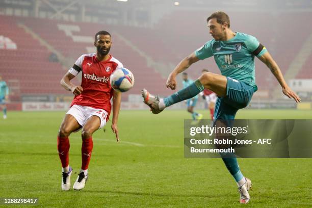 Michael Ihiekwe of Rotherham United and Dan Gosling of Bournemouth during the Sky Bet Championship match between Rotherham United and AFC Bournemouth...