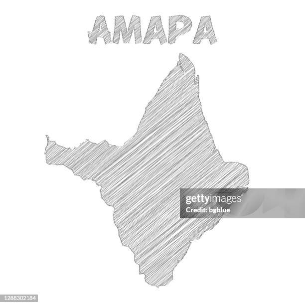 amapa map hand drawn on white background - pencil scribble stock illustrations
