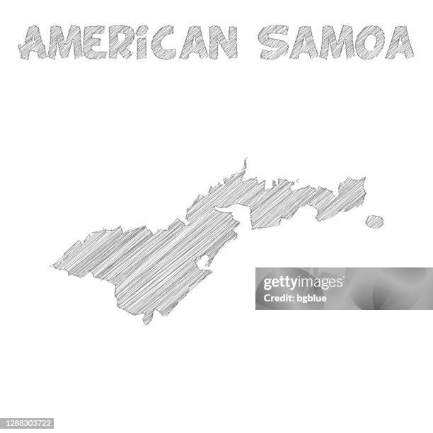 american samoa map hand drawn on white background - pago pago stock illustrations