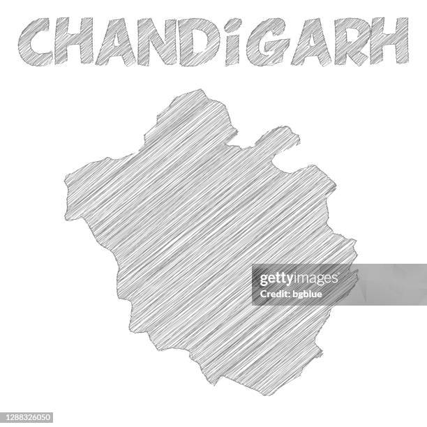 chandigarh map hand drawn on white background - chandigarh stock illustrations