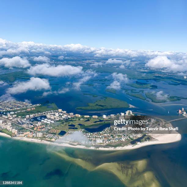 aerial view of the city of fort myers beach; florida - fort myers stock-fotos und bilder