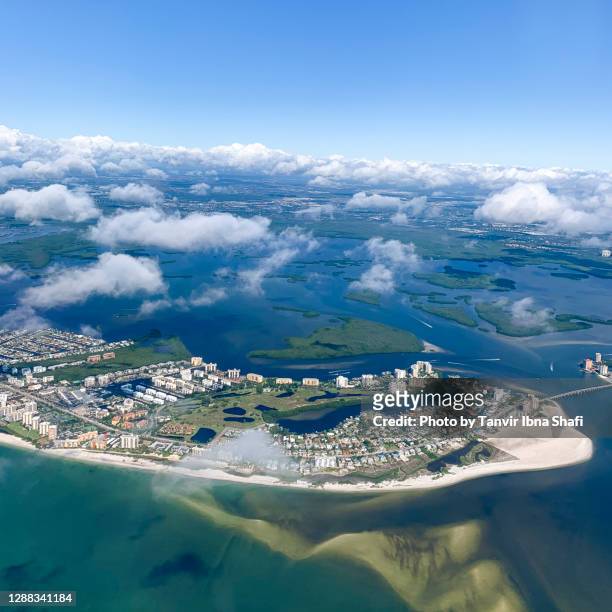 aerial view of the city of fort myers beach; florida - fort myers bildbanksfoton och bilder