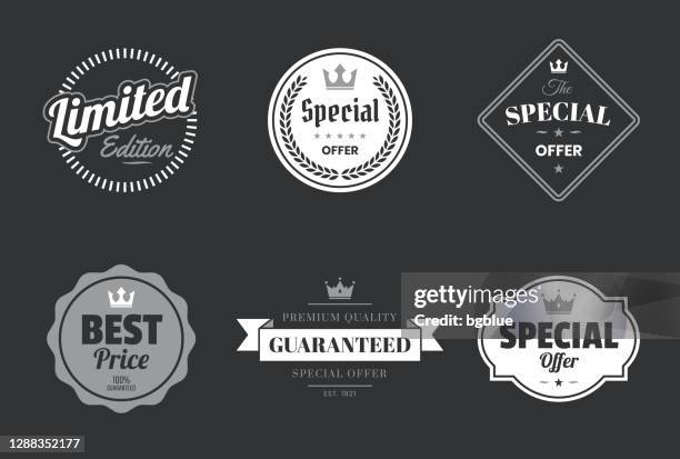 set of "special offer" white badges and labels - design elements - clothing label stock illustrations