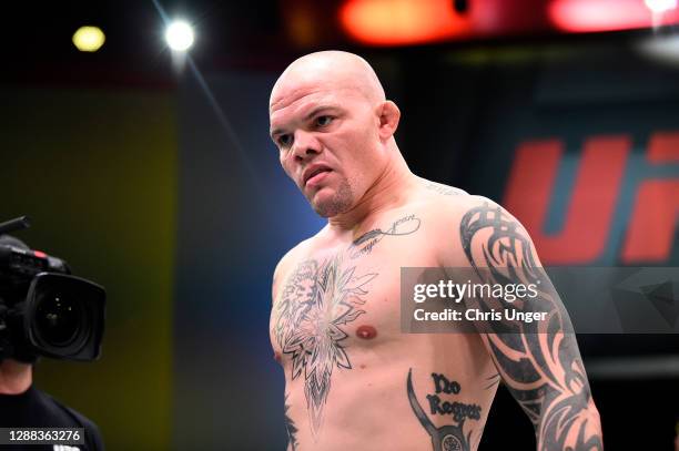 Anthony Smith enters the Octagon prior to facing Devin Clark in their light heavyweight bout during the UFC Fight Night at UFC APEX on November 28,...